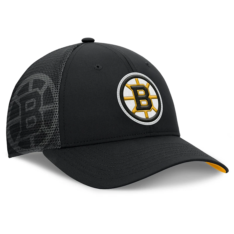 Men's Fanatics Black Boston Bruins Authentic Pro Home Ice Trucker Adjustable Hat