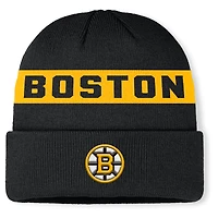 Bonnet en tricot à revers authentique Pro Rink des Bruins de Boston pour homme, noir, Fanatics