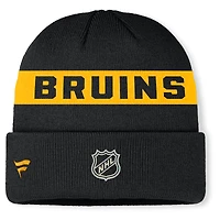 Men's Fanatics Black Boston Bruins Authentic Pro Rink Cuffed Knit Hat