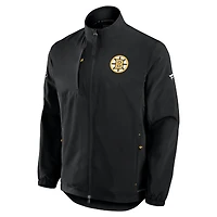 Veste d'entraîneur entièrement zippée Fanatics noire authentique des Bruins de Boston pour homme