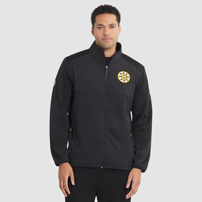 Veste zippée intégrale Fanatics noire authentique des Bruins de Boston pour homme