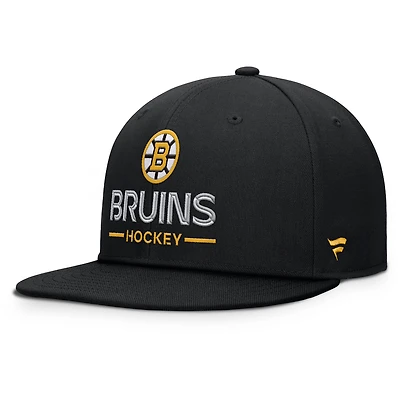 Casquette snapback authentique Pro Rink Lockup Fanatics noire pour homme des Bruins de Boston