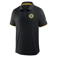 Men's Fanatics Black Boston Bruins Authentic Pro Rink Raglan Polo