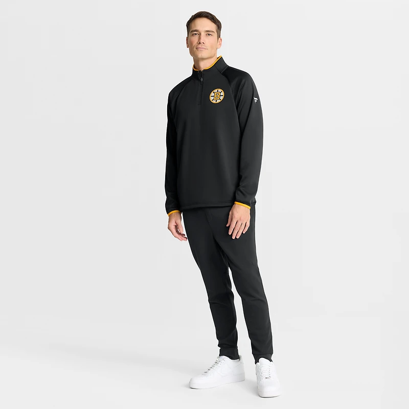 Men's Fanatics Black Boston Bruins Authentic Pro Rink Raglan Quarter-Zip Pullover
