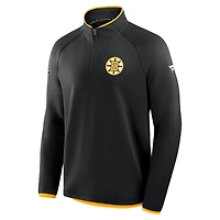 Men's Fanatics Black Boston Bruins Authentic Pro Rink Raglan Quarter-Zip Pullover
