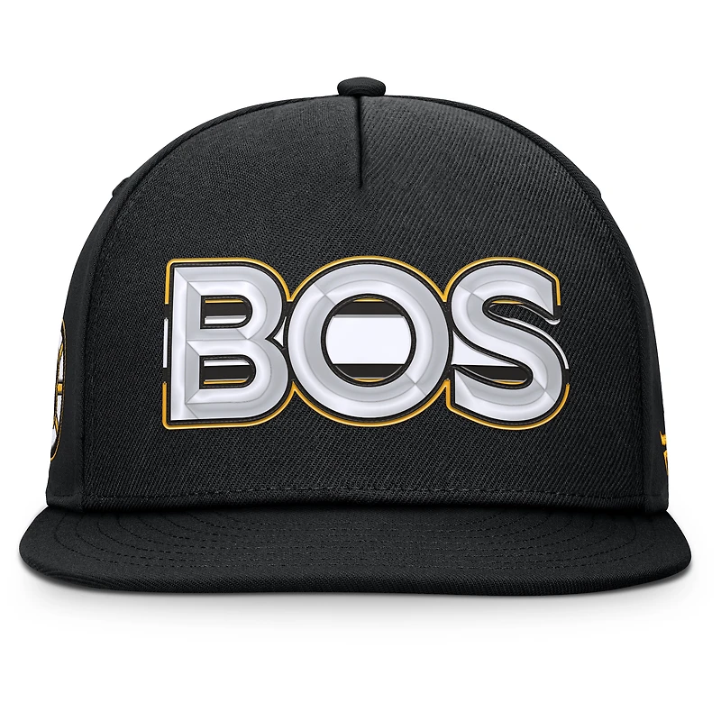 Men's Fanatics Black Boston Bruins Authentic Pro Rink Team Code Snapback Hat