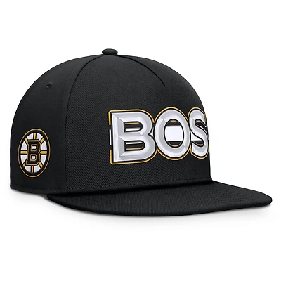 Men's Fanatics Black Boston Bruins Authentic Pro Rink Team Code Snapback Hat