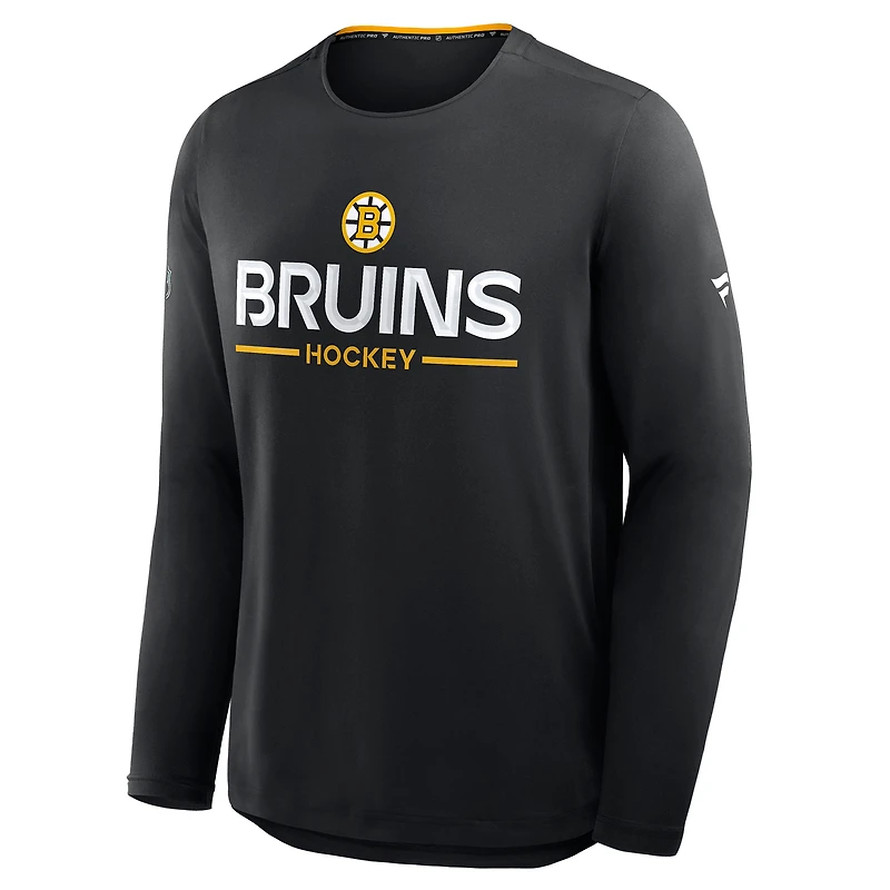 Men's Fanatics Black Boston Bruins Authentic Pro Rink Tech Long Sleeve T-Shirt