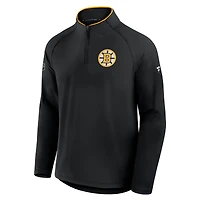 Men's Fanatics Black Boston Bruins Authentic Pro Rink Training Quarter-Zip Pullover