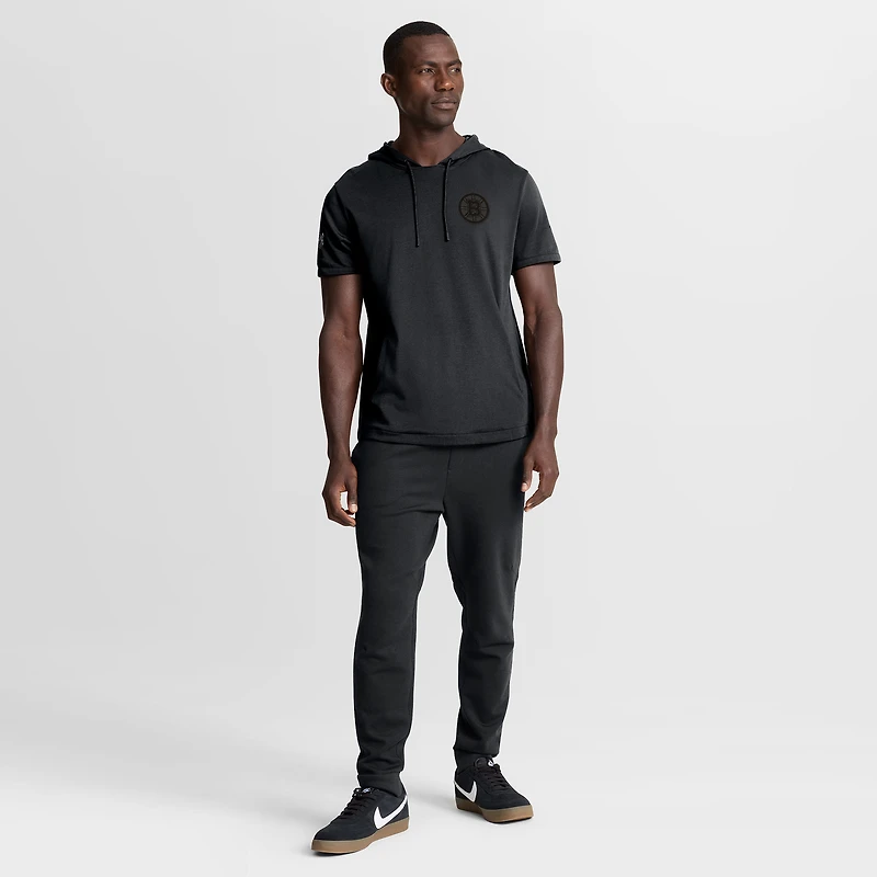 Sweat à capuche manches courtes Fanatics noir authentique des Bruins de Boston pour homme