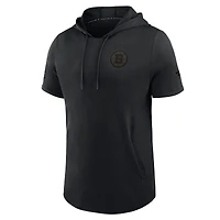 Sweat à capuche manches courtes Fanatics noir authentique des Bruins de Boston pour homme