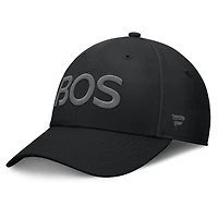 Casquette Fanatics noire authentique Pro Road Team Code Side Patch Flex pour homme des Bruins de Boston