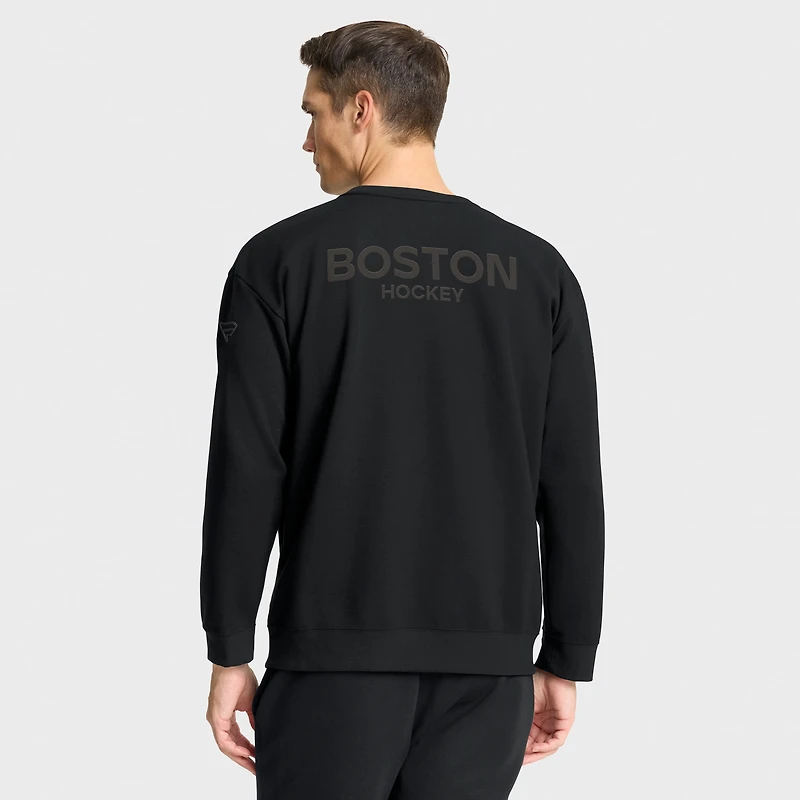 Sweat-shirt Fanatics noir authentique Pro Road Tri-Blend pour homme des Bruins de Boston