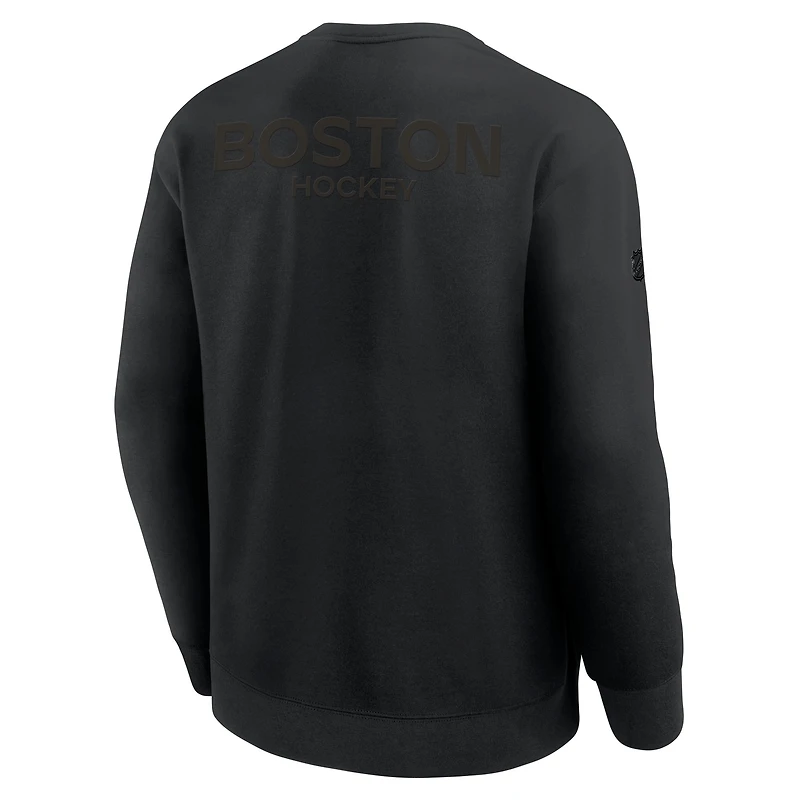 Sweat-shirt Fanatics noir authentique Pro Road Tri-Blend pour homme des Bruins de Boston
