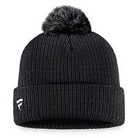 Bonnet en tricot à revers avec logo principal Fanatics Black Boston Bruins Core pour hommes avec pompon