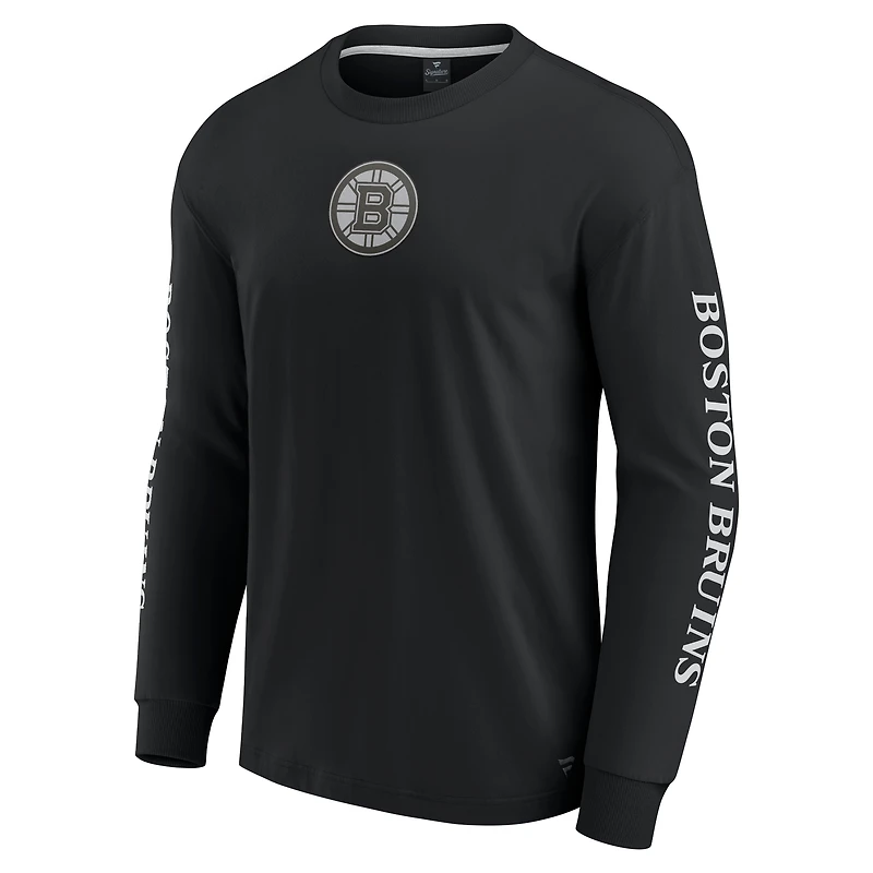 Men's Fanatics Black Boston Bruins Elements Strive Long Sleeve T-Shirt