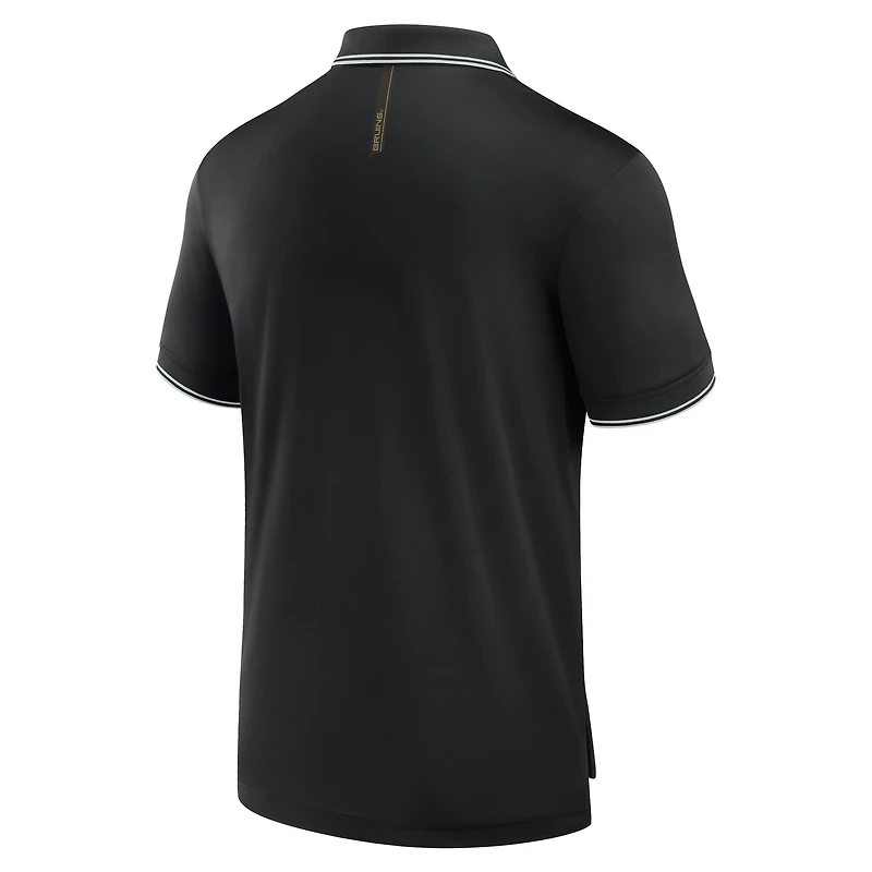 Polo noir Fanatics pour homme avec logo Front Office Move des Bruins de Boston