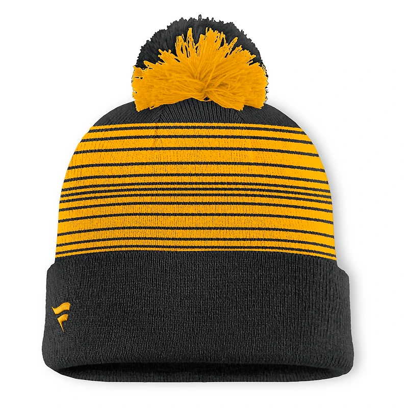 Men's Fanatics  Black Boston Bruins Fundamental Spirit Cuffed Pom Knit Hat