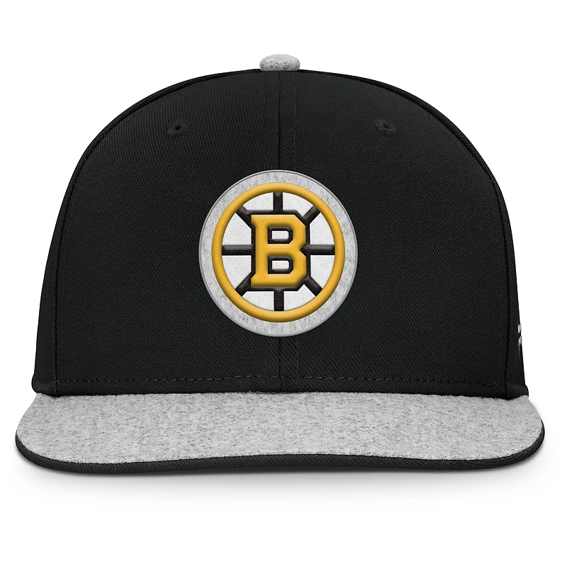 Men's Fanatics Black Boston Bruins Fundamentals Loden Snapback Hat