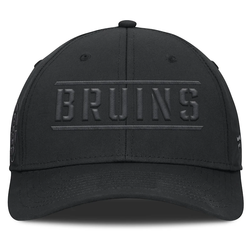 Casquette Fanatics noire pour homme Boston Bruins Fundamentals Ruck Up Flex