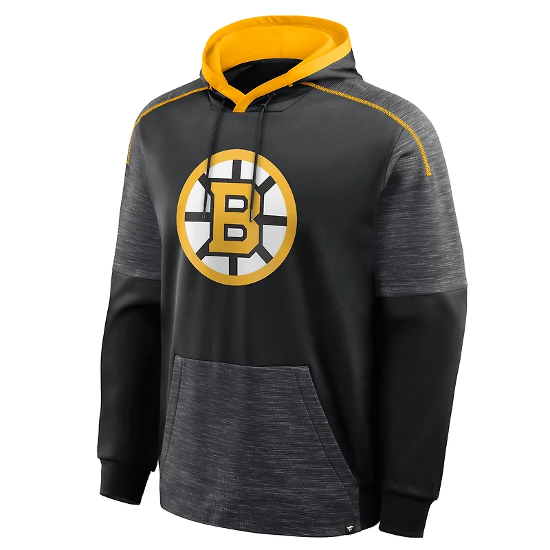 Sweat à capuche raglan noir Fanatics pour homme, modèle Boston Bruins, gardien de but/défenseur