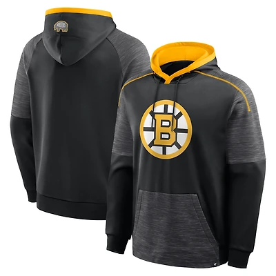 Sweat à capuche raglan noir Fanatics pour homme, modèle Boston Bruins, gardien de but/défenseur