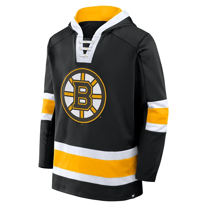 Men's Fanatics  Black Boston Bruins Inside Line Fleece Pullover Hoodie