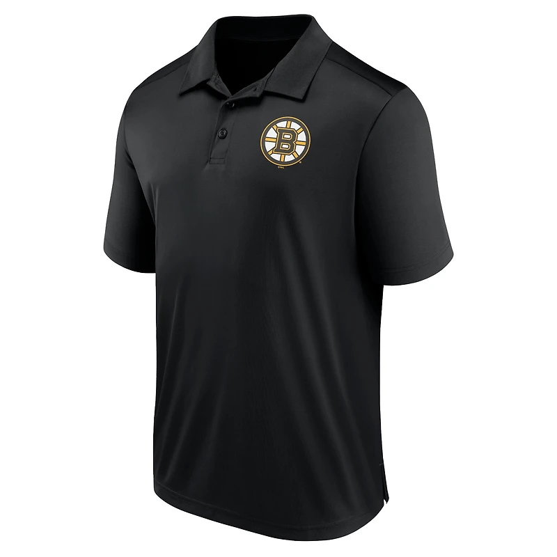 Men's Fanatics  Black Boston Bruins Left Side Block Polo