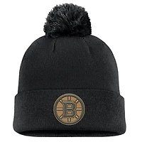 Bonnet en tricot à revers avec pompon pour homme Fanatics Black Boston Bruins Military Appreciation