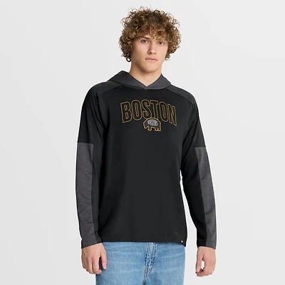 T-shirt à capuche manches longues Fanatics pour hommes, motif tir de pénalité noir des Bruins Boston