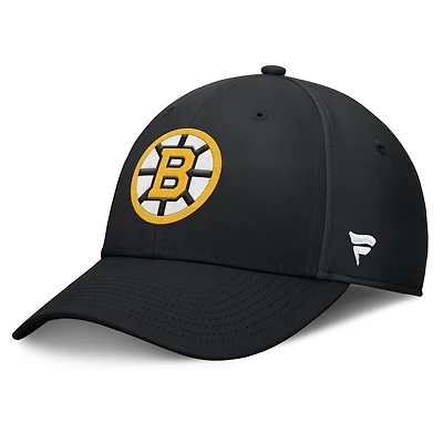 Casquette Fanatics noire pour homme avec logo principal Flex des Bruins de Boston