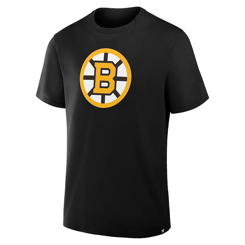 T-shirt Fanatics noir pour homme avec logo principal des Bruins de Boston