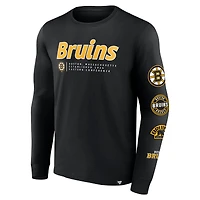 T-shirt noir à manches longues Fanatics pour hommes des Bruins de Boston Strike the Goal