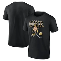 T-shirt noir de caricature joueur des Bruins Boston Fanatics Bobby Orr pour hommes
