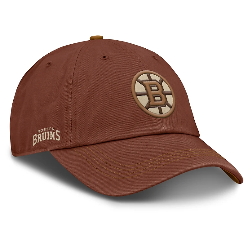 Casquette ajustable marron Fanatics pour homme, motif feuilles d'automne des Bruins de Boston