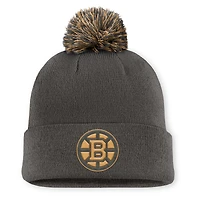 Men's Fanatics  Charcoal Boston Bruins Authentic Pro Military Appreciation Cuffed Knit Hat with Pom