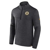 Haut à enfiler authentique quart de zip Fanatics Charcoal Boston Bruins pour hommes