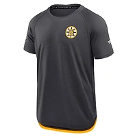 T-shirt raglan authentique Pro Rink Fanatics pour homme, couleur charbon, des Bruins de Boston