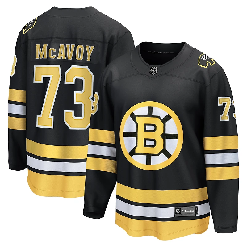 Maillot Charlie McAvoy noir des Bruins de Boston pour hommes, joueur échappé à domicile