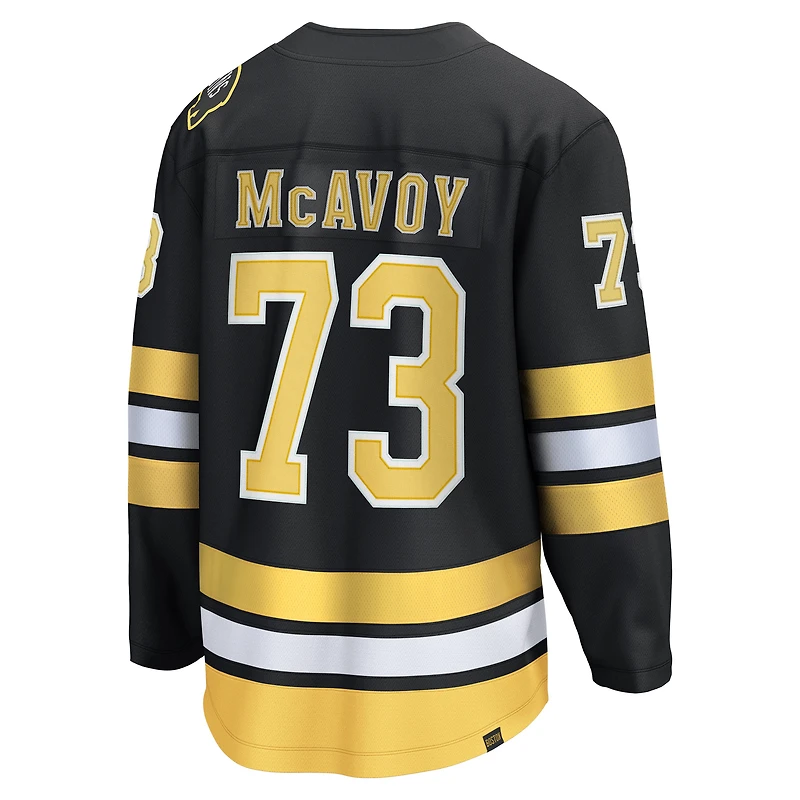 Maillot Charlie McAvoy noir des Bruins de Boston pour hommes, joueur échappé à domicile
