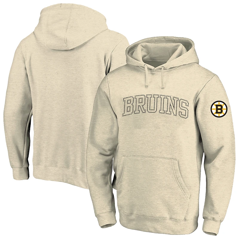 Sweat à capuche Fanatics Cream Boston Bruins pour homme, grandes tailles.
