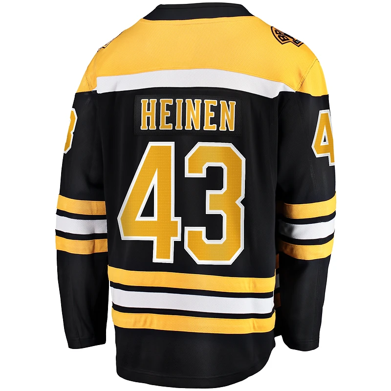Fanatics Danton Heinen pour hommes, noir, maillot de joueur échappé à domicile des Bruins Boston