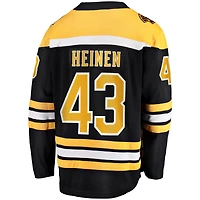 Fanatics Danton Heinen pour hommes, noir, maillot de joueur échappé à domicile des Bruins Boston