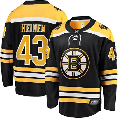 Fanatics Danton Heinen pour hommes, noir, maillot de joueur échappé à domicile des Bruins Boston