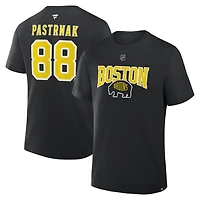 Men's Fanatics David Pastrnak Black Boston Bruins 2026 NHL Stadium Series Authentic Stack Name & Number T-Shirt
