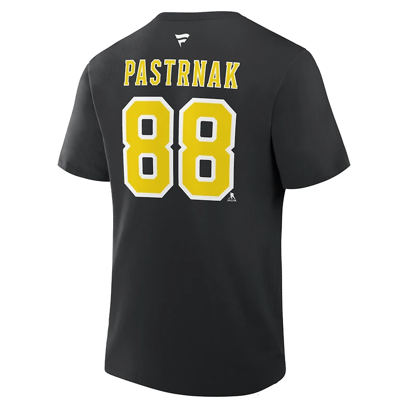T-shirt authentique Fanatics David Pastrnak noir des Bruins de Boston, série stades la LNH 2026, avec nom et numéro superposés