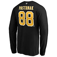 Men's Fanatics David Pastrnak Black Boston Bruins Authentic Stack Name & Number Long Sleeve T-Shirt