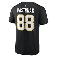 Men's Fanatics David Pastrnak Black Boston Bruins Authentic Stack Name & Number T-Shirt