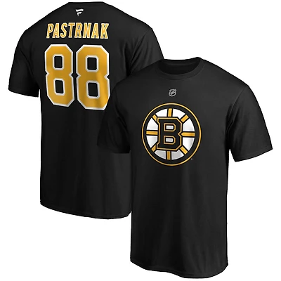 Men's Fanatics David Pastrnak Black Boston Bruins B&T Name and Number T-Shirt