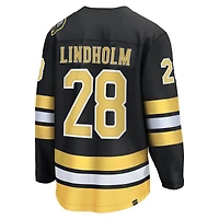 Maillot de joueur échappé à domicile des Bruins Boston noir Fanatics Elias Lindholm pour hommes